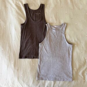 Bundle of Brown and Light Gray Tank Tops